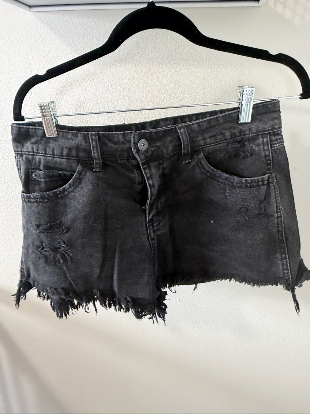 Vanilla Star Black Distressed Denim Cutoff Shorts